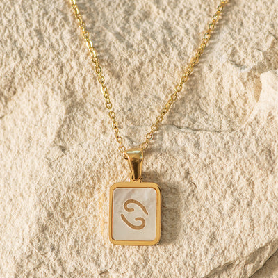 Zodiac Gold Plated Necklace with Shell Inlay