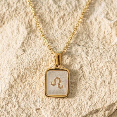 Zodiac Gold Plated Necklace with Shell Inlay