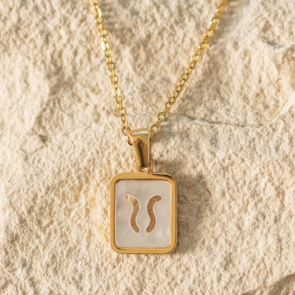 Zodiac Gold Plated Necklace with Shell Inlay