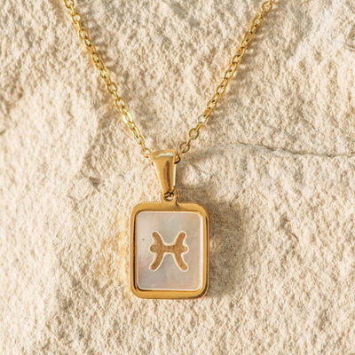 Zodiac Gold Plated Necklace with Shell Inlay