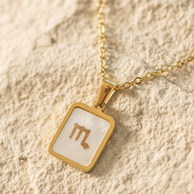 Zodiac Gold Plated Necklace with Shell Inlay