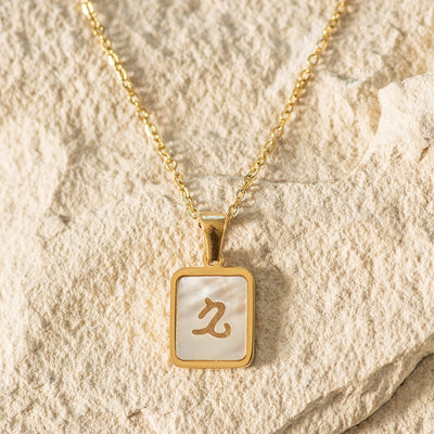 Zodiac Gold Plated Necklace with Shell Inlay