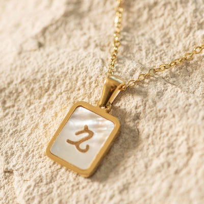 Zodiac Gold Plated Necklace with Shell Inlay