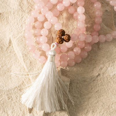 Rose Quartz 108 Mala Bead Necklace