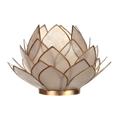 Capiz Lotus Tealight Holder White - Karma Living