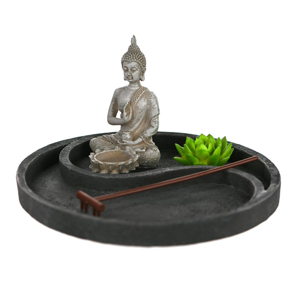 Zen Garden Tray Ying Yang Grey 26.5cm - Karma Living