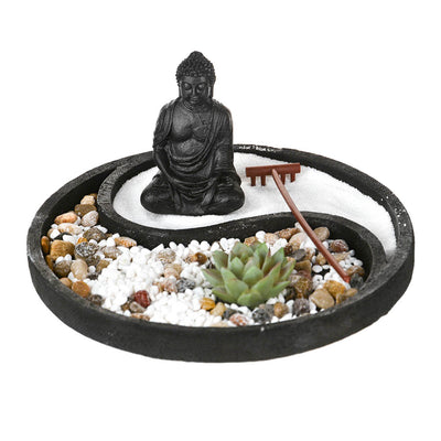 Zen Garden Tray Ying Yang Black 26.5cm - Karma Living