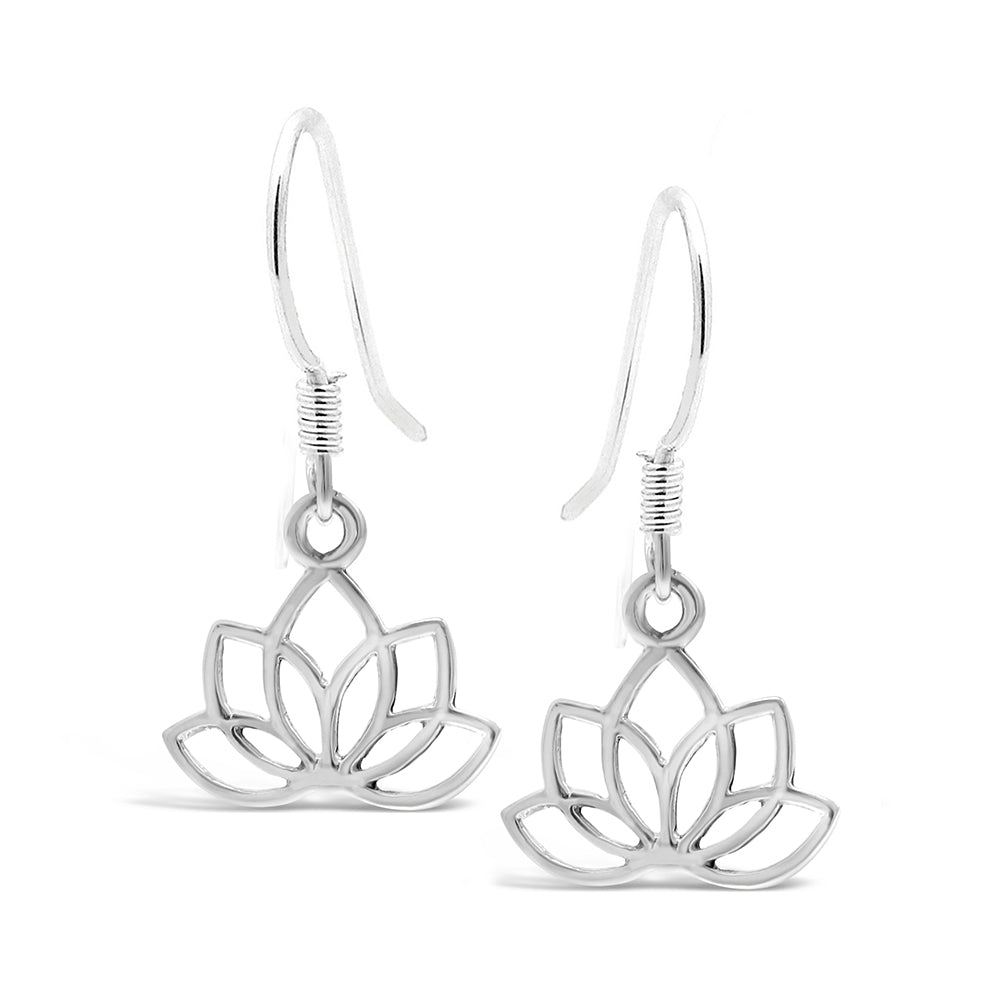 EARRINGS Drop Sterling Silver Lotus