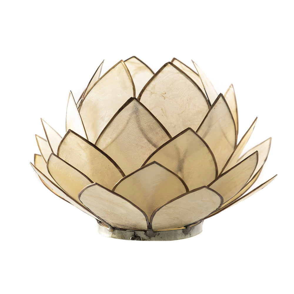 Capiz Lotus Tealight Holder Yellow - Karma Living