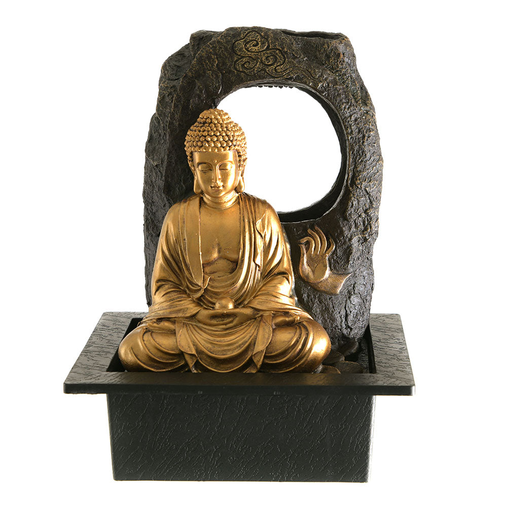 Buddha Statue Water Fountain Gold 31cm - Karma Living