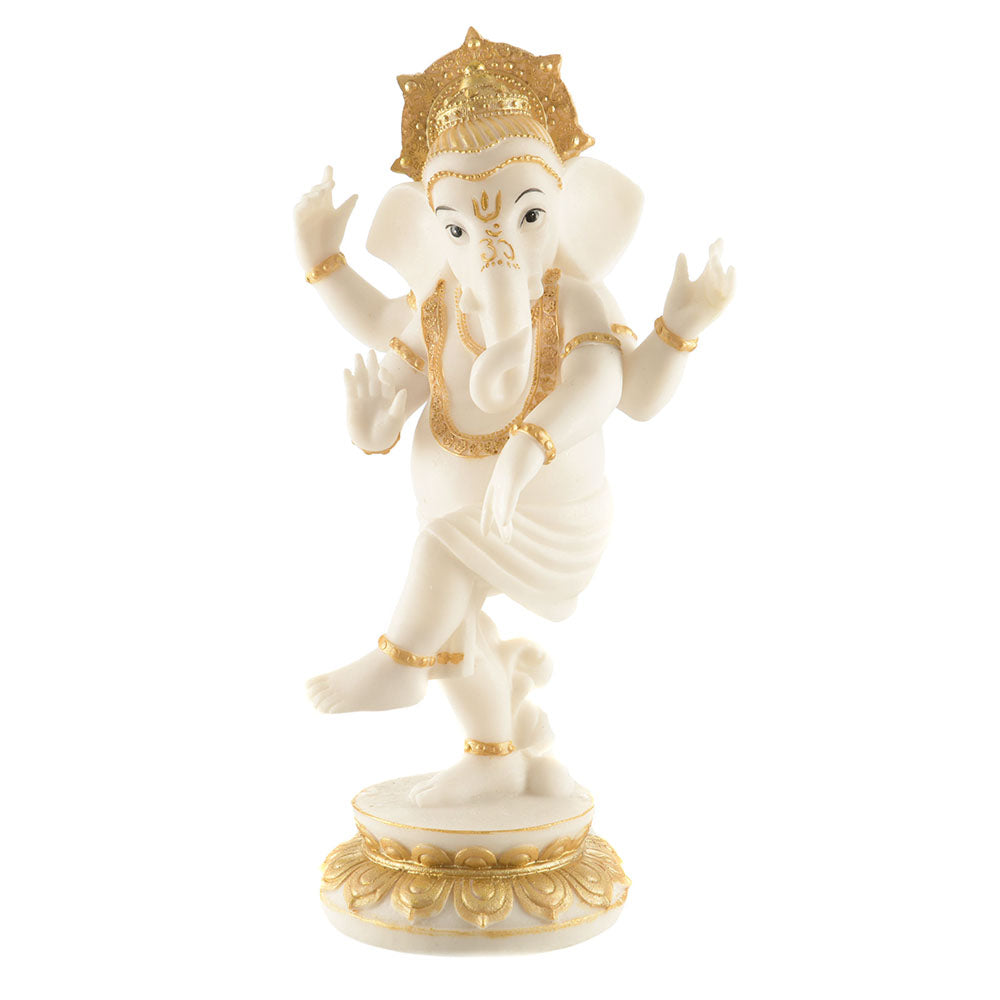 Ganesh Statue Standing White/Gold 33cm