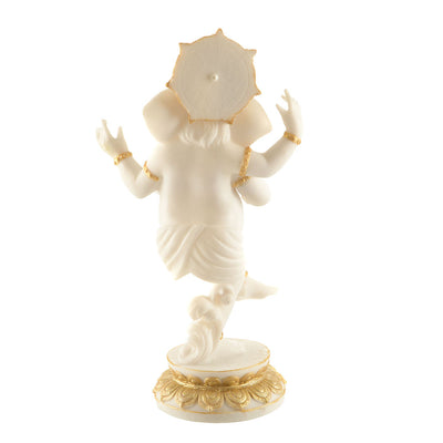 Ganesh Statue Standing White/Gold 33cm