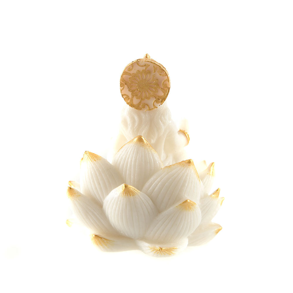 Lakshmi Statue Sitting On Lotus White & Gold 8.5cm