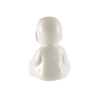 STATUE Monk Sitting One Hand Prayer White 9x6cm