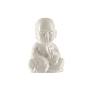 STATUE Monk Sitting One Hand Prayer White 9x6cm