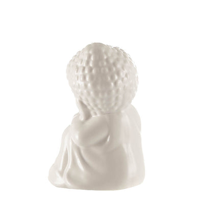 STATUE Monk Sittng Head On Knee White 9x6cm