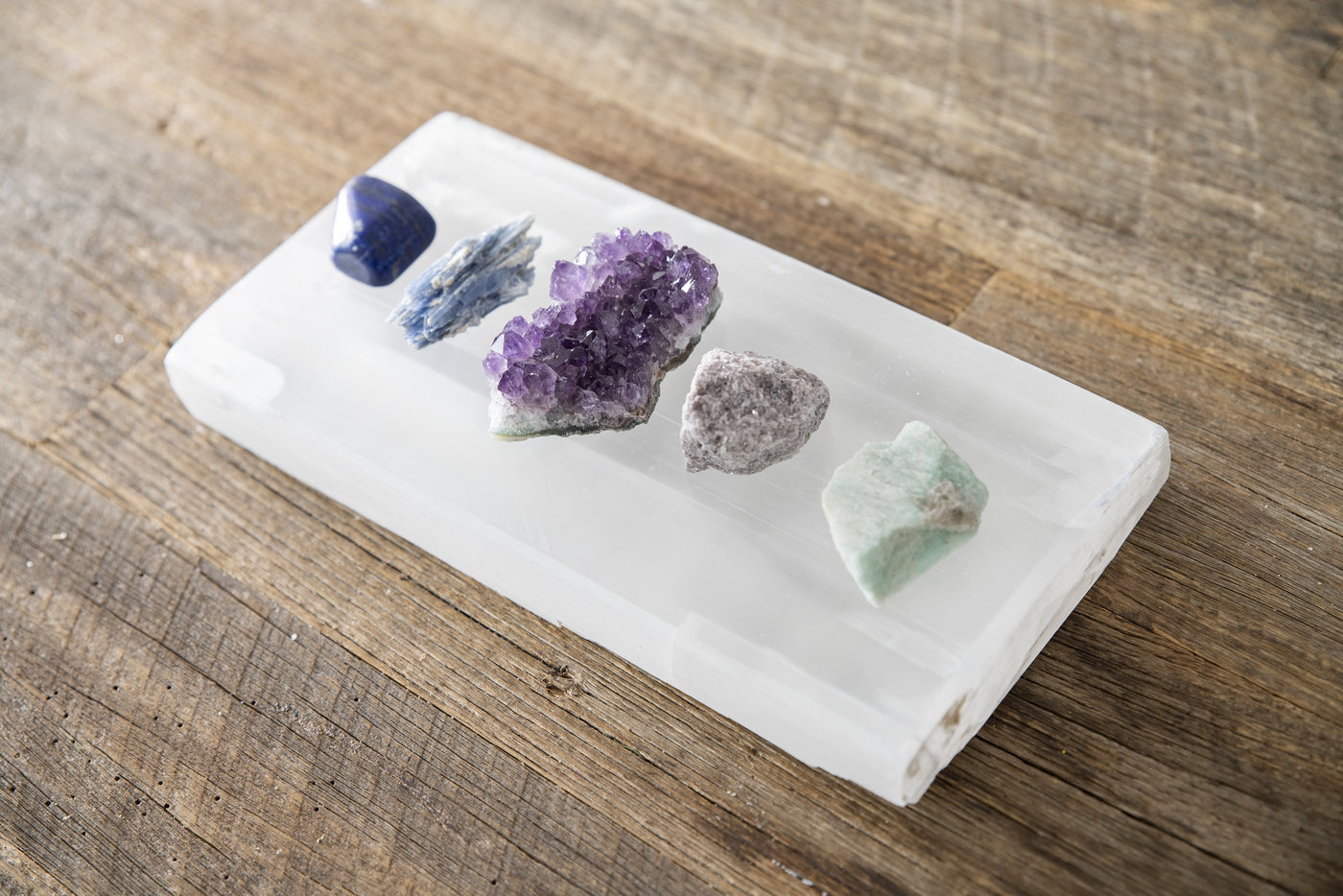 White Selenite Rectangle Charging Plate - Karma Living