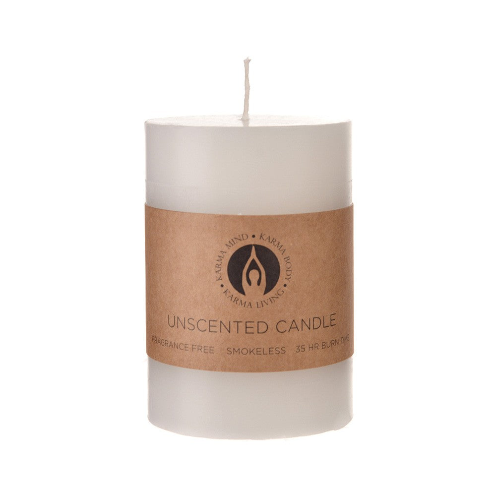 UNSCENTED CANDLE Pillar White 7x10cm - Karma Living