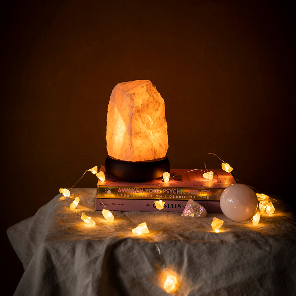 Natural Himalayan Salt Lamp Wood Base 2-3kg - Karma Living