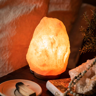 Natural Himalayan Salt Lamp Wood Base 2-3kg - Karma Living